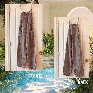 ~black and white striped baggy overalls~